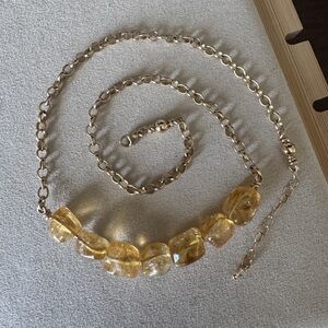 Gorgeous citrine nuggets stationed on a 14 karat gold filled Chain Necklace.
